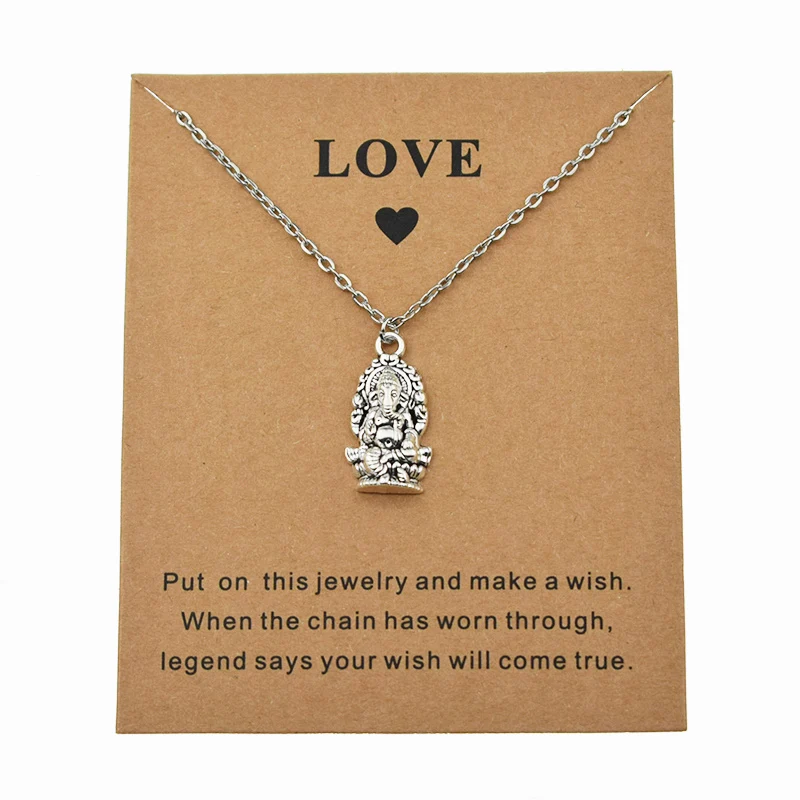 Новое ожерелье Ганеши с картой любви для женщин и мужчин с подвеской цепочки индуистского бога-слона Ганеши, ювелирных изделий религии подарков.