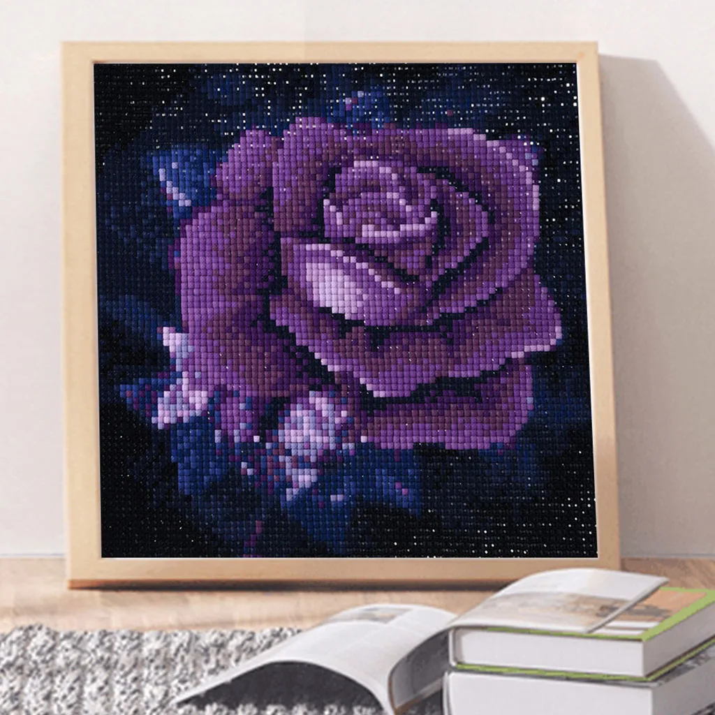 

5D Diamond Painting Purple Rose Flower Full Full Diamond Embroidery DIY Love Mosaic Cross Stitch Awareness Rhinestone Home Decor