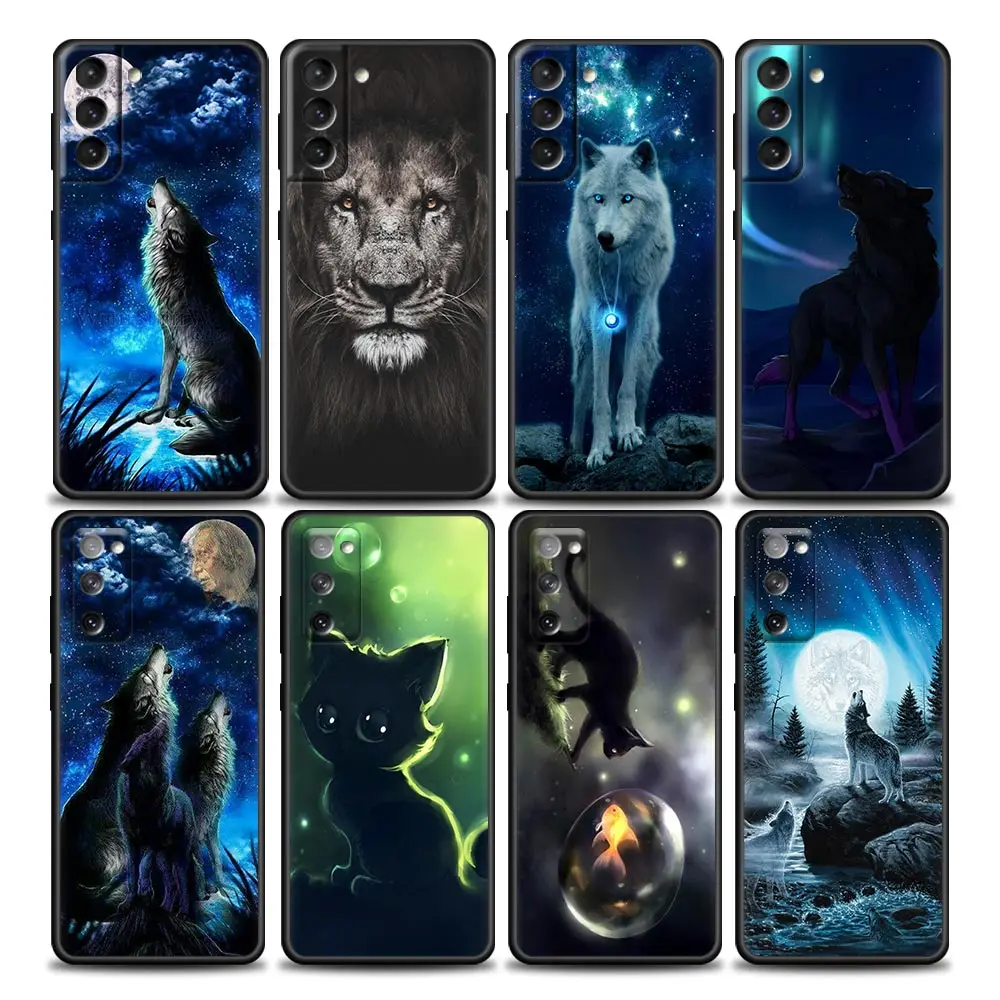 

The Wolf Lion Cat Phone Case for Samsung Galaxy S23 S9 S10e S21 S20 Fe Plus Note 20 Ultra 5G Soft Silicone Case