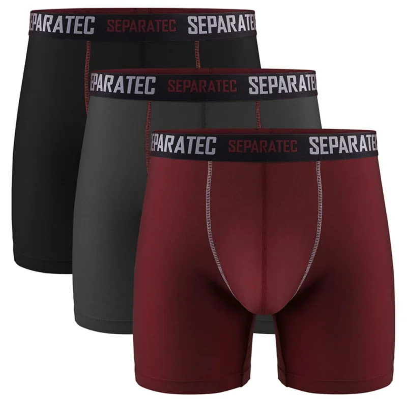 

Men Underwear Separatec Boxer Briefs Breathable Quick Dry Sports Performance Boxershorts Man Dual Pouch Long Leg Boxer Pack