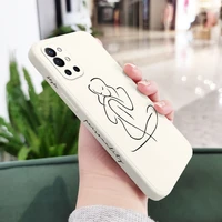 line beauty phone case for oneplus 9r 9rt 9 8t 8 7 7t pro 5g liquid silicone cover