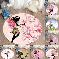 butterfly fairy round carpets area rugs mats floor for living room children soft bedroom kitchen flannel modern house decoration