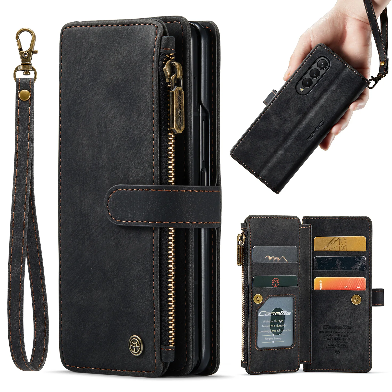 luxury Wallet Flip Leather Case for Samsung Galaxy S20 S21 S22 Ultra FE Note 20 Z Fold 3 4 A32 A33 A53 5G Card Slot Holder Cover