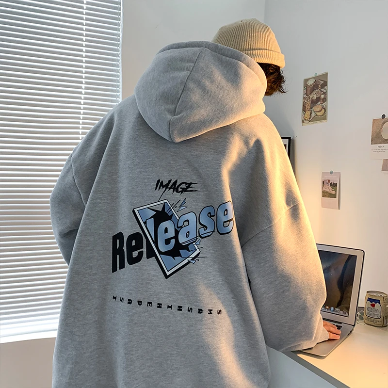 

Ретро толстовка с капюшоном Street Hip Hop Letter Print Графический дизайн Толстовка Весна 2023 Хлопок Harajuku Повседневная негабаритная уличная мужская одежда
