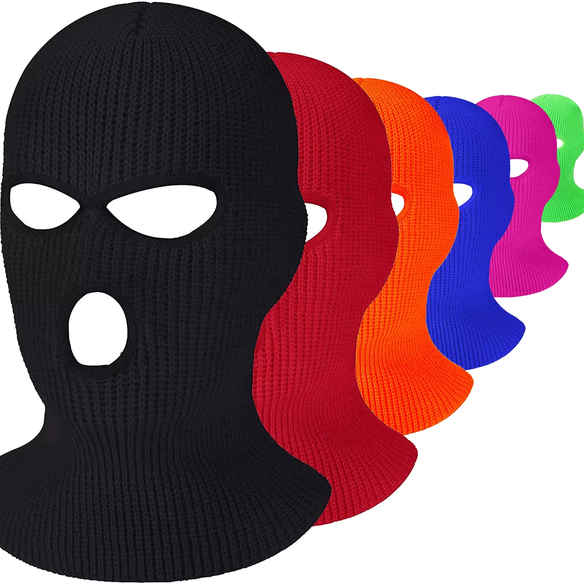 

3 Holes Full Face Mask Skullies Winter Ski Sports Balaclava Masks Head Cover Knitted Ski Beanies Men Women Hat Cap Headwear