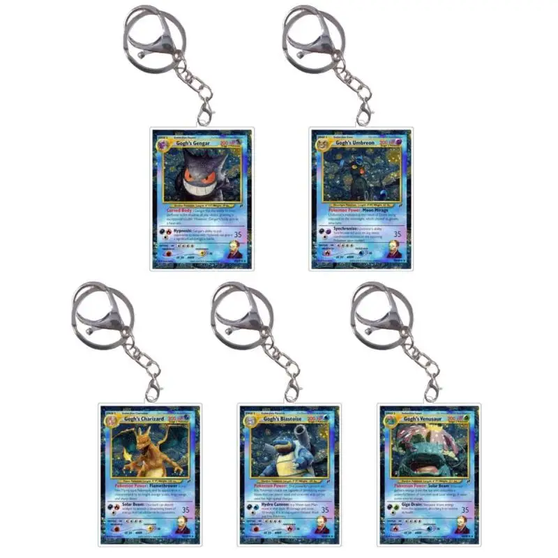 Новые аниме Чаризардные брелки Gengar Dragonite Umbreon PTCG маленькая карта Diy акриловая