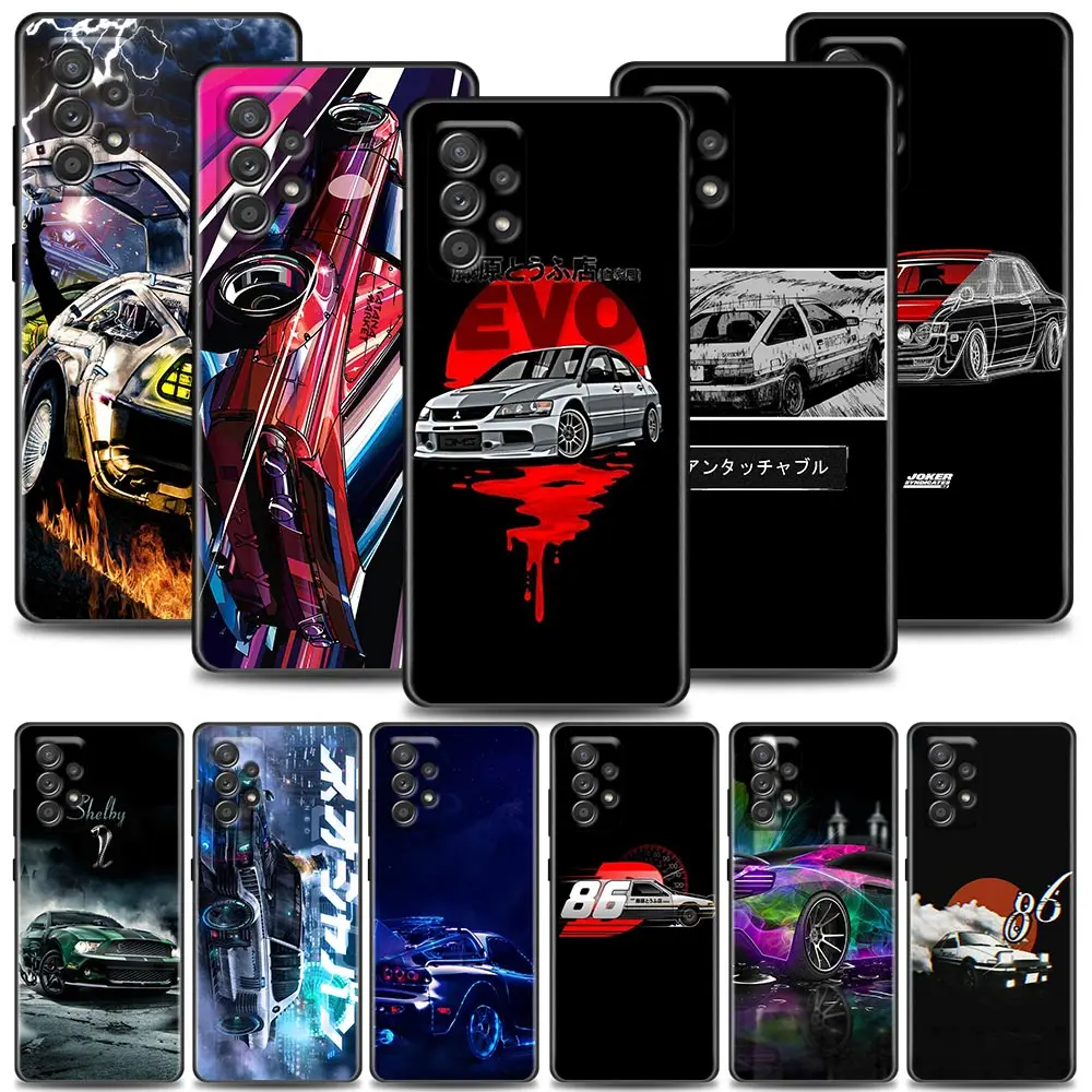 

Phone Case for Samsung A01 A02 A03s A11 A12 A21s A32 A41 A72 A52s 5G A91 Case Soft Silicone Cover Luxury Car 86 EVO JDM Mustang