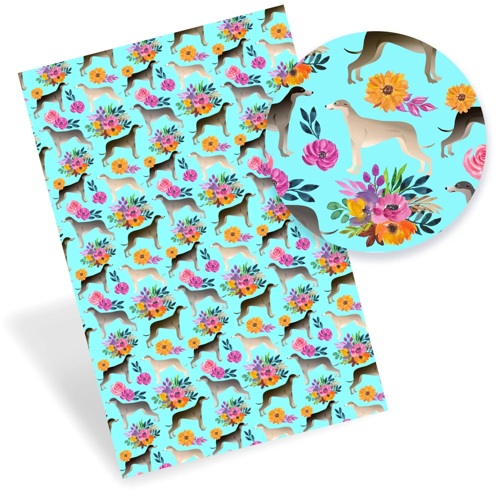 

22*30cm Printed Faux Leather Fabric Sheets Cartoon Dogs Fabrics DIY Hair Bows Earrings Decoration Handmade Crafts Supplies