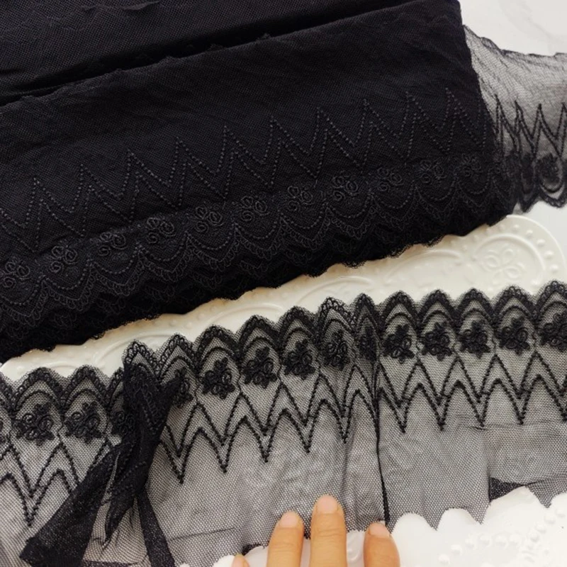 45 ярдов, черная вышивка, кружевная отделка для одежды, шитье, рукоделие, ткань для одежды «сделай сам», кружевная лента для дивана, занавески, аксессуары