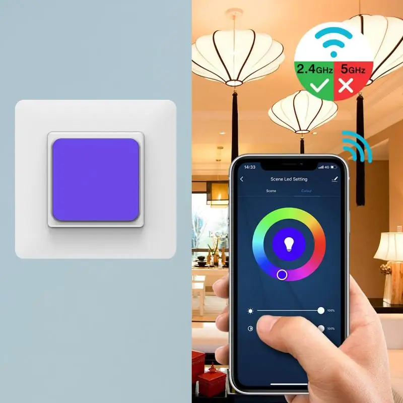 

Wall Light Switch 86 Typ Cell Phone Remote Control Intelligent Linkage Flexible Timer Setting Home Device Sharing For Hotels 10a