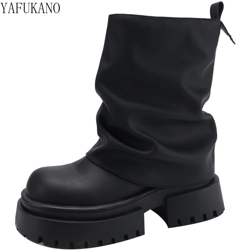 Женские сапоги до колена на толстом каблуке размер 35 - 43 цвет черный/коричневый