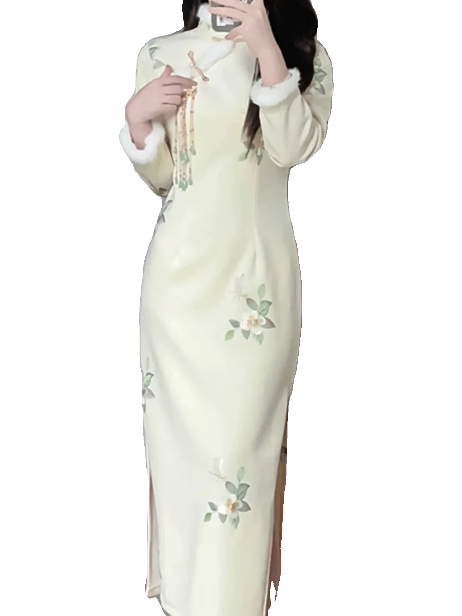 Улучшенное женское осенне-зимнее платье Young Sle 2023 новое зимнее милое утепленное