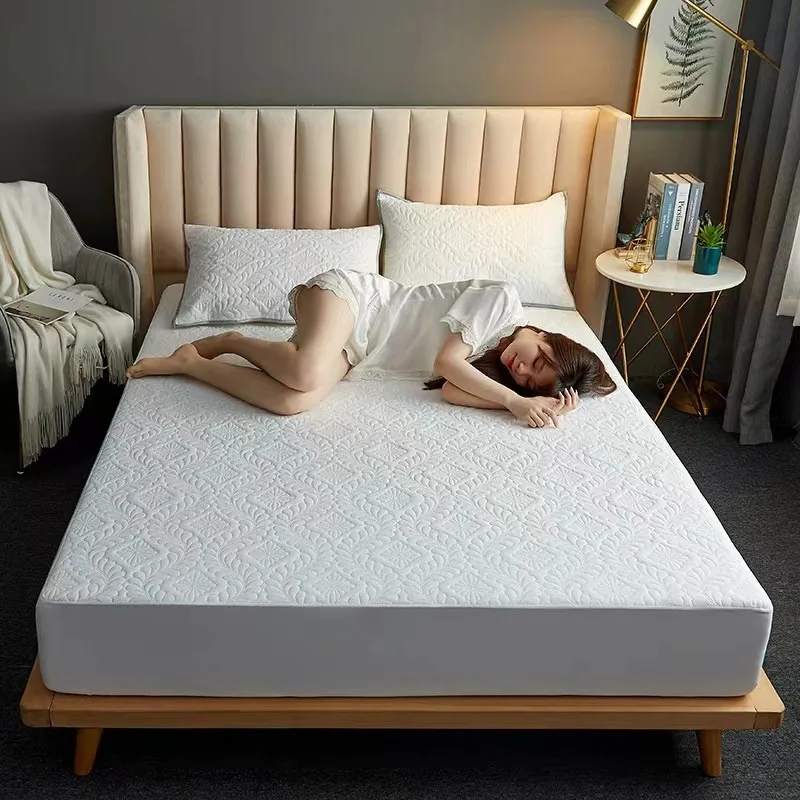 

Quilted Waterproof Mattress Cover Solid color Elastic Bed Fitted sheet 1.8m 2m insulation urine Mattress Protector Bedding