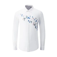 high quality luxury shirt men 2022 spring summer plum blossom printing mens slim trendy mens shirts fashion men leisure shirt