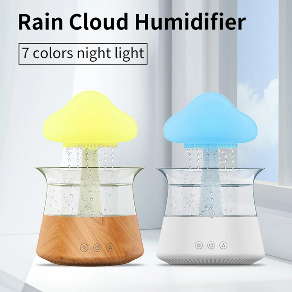 

Mushroom Rain Air Humidifier Colorful Night Light Mini Water Diffuser Moisturize Skin Relieve Fatigues Holiday Gifts for Friends