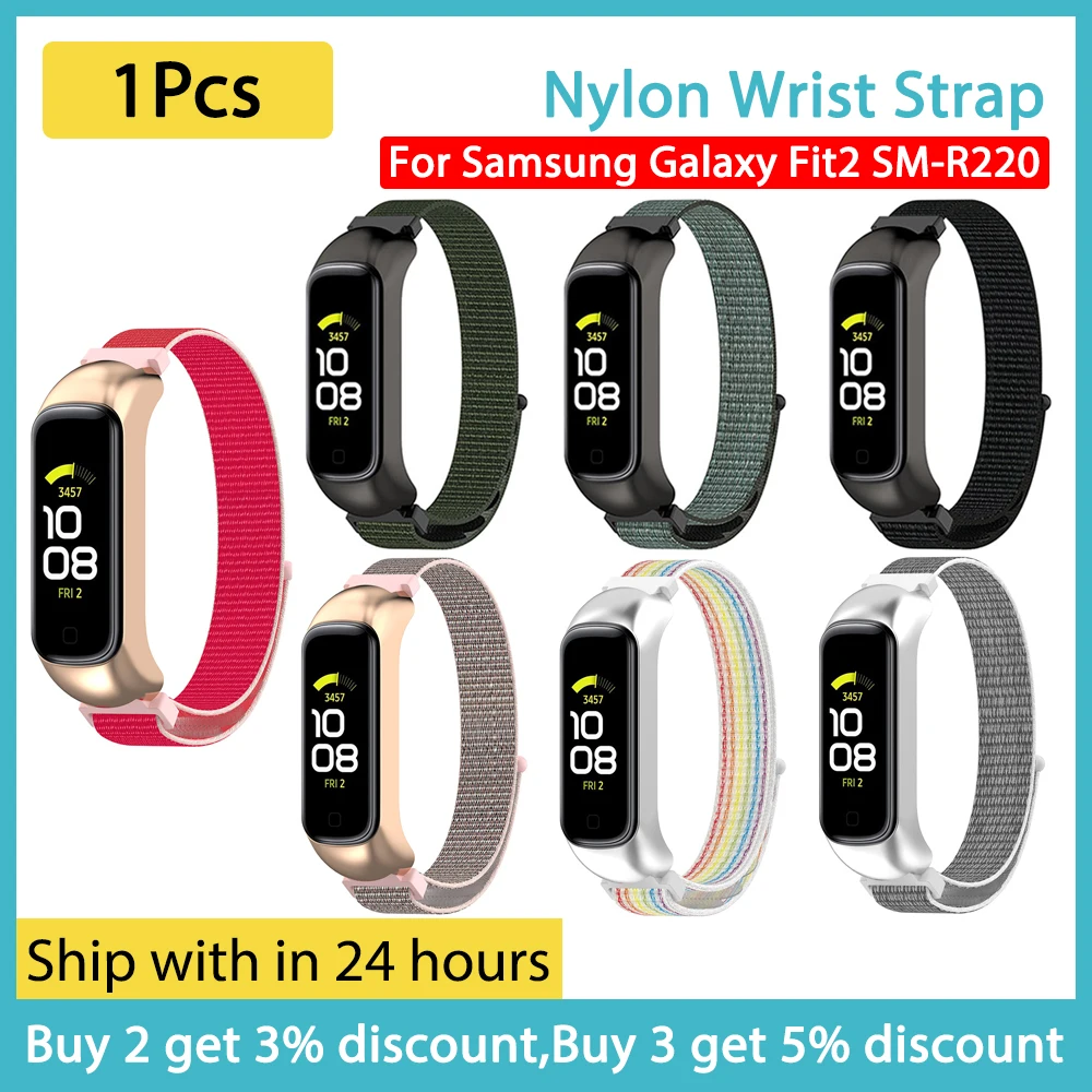 

1Pcs Nylon Watch Strap for Samsung Galaxy Fit2 SM-R220 Soft Smart Sports Bracelet Wrist Wristband 260mm Army Green Rose Gold