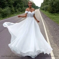 fashion a line wedding dresses sleeveless open back 2022 draped applique floor length print high quality gowns robe de ma