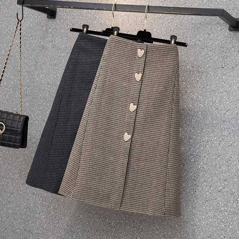 

Женская длинная юбка в клетку, элегантная юбка с высокой талией в Корейском стиле, одежда в стиле Харадзюку, весна-осень-зима 2022