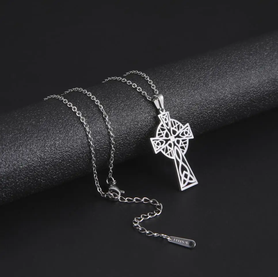 

1PC Stainless Steel Hollow Cross Necklace For Men Women Cool Lightning Pendant Jewelry Vintage Gothic Jesus Religiou F1489