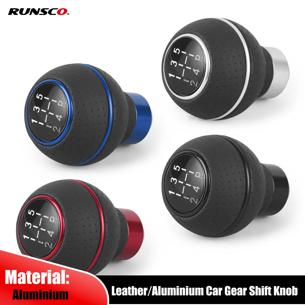 

Car 5-Speed Universal Leather/Aluminium Gear Shift Knob Shift Lever Gear Level Knob Shift Head M8/M10/M11/M12