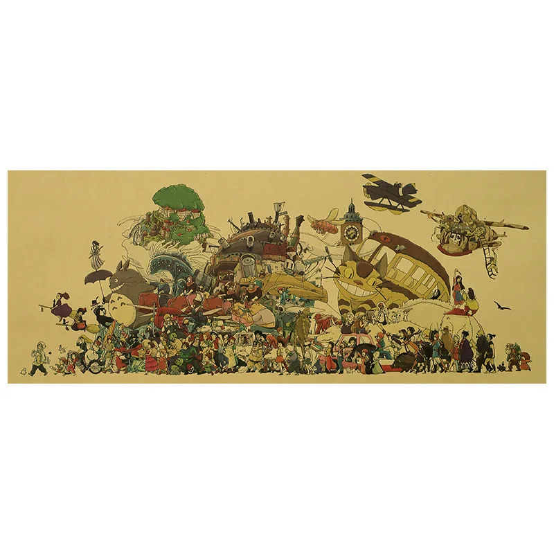 

Hot Anime Posters Hayao Miyazaki Animation Long Style Kraft Paper Poster Wall Sticker Decorative Painting Household Products