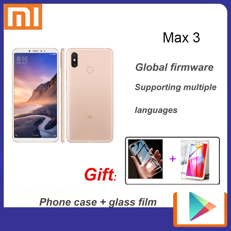 Смартфон Android Xiaomi Mi Max 3 6 9 дюйма 4 Гб ОЗУ 64 ПЗУ сканер отпечатка пальца 4G 5000 мАч -