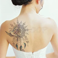 temporary tattoo stickers henna pigeon feather fake tatto waterproof tatoo back leg arm belly big size for women men girl