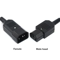 1pcs iec straight cable plug connector c13 c14 10a 250v female male plug rewirable power connector 3 pin ac socket black