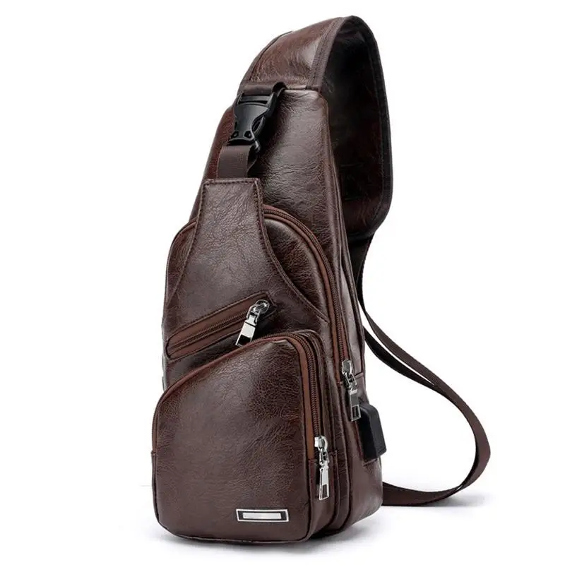 

Sash Bag For Men PU Leather Shoulder Sling Bag For Men Sling Bags Shoulder Backpack Small Cross Body Chest Backpack For Men