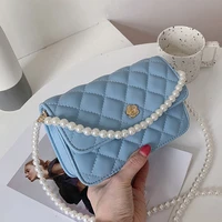 mini pu leather crossbody bag for women 2022 fashion pearl chain small shoulder bag female designer handbag and purse brand tote