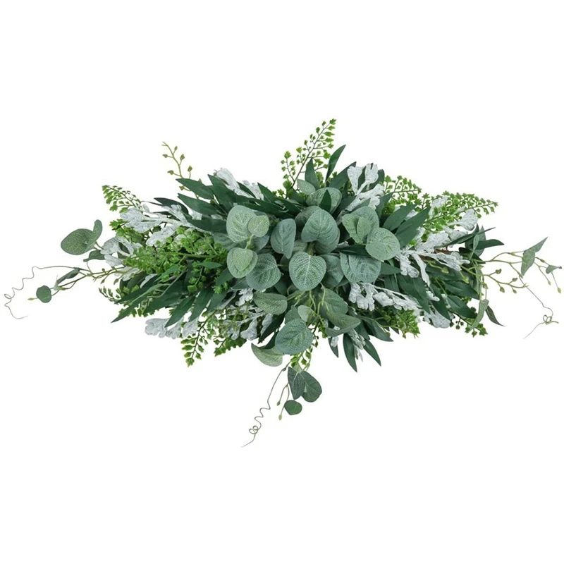 

3X Greenery Swag Artificial Front Door Wreath Hanging Eucalyptus Leaves Garland For Home Window Wall Wedding Arch Decor