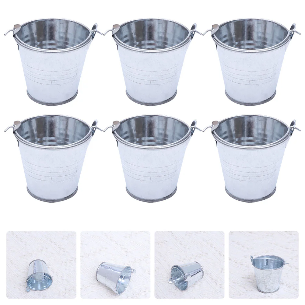 

Mini Bucket Buckets Metal Flower Pot Pails Tin Candy Party Storage Handle Snack Galvanized Kids Handles Iron Easter Favors