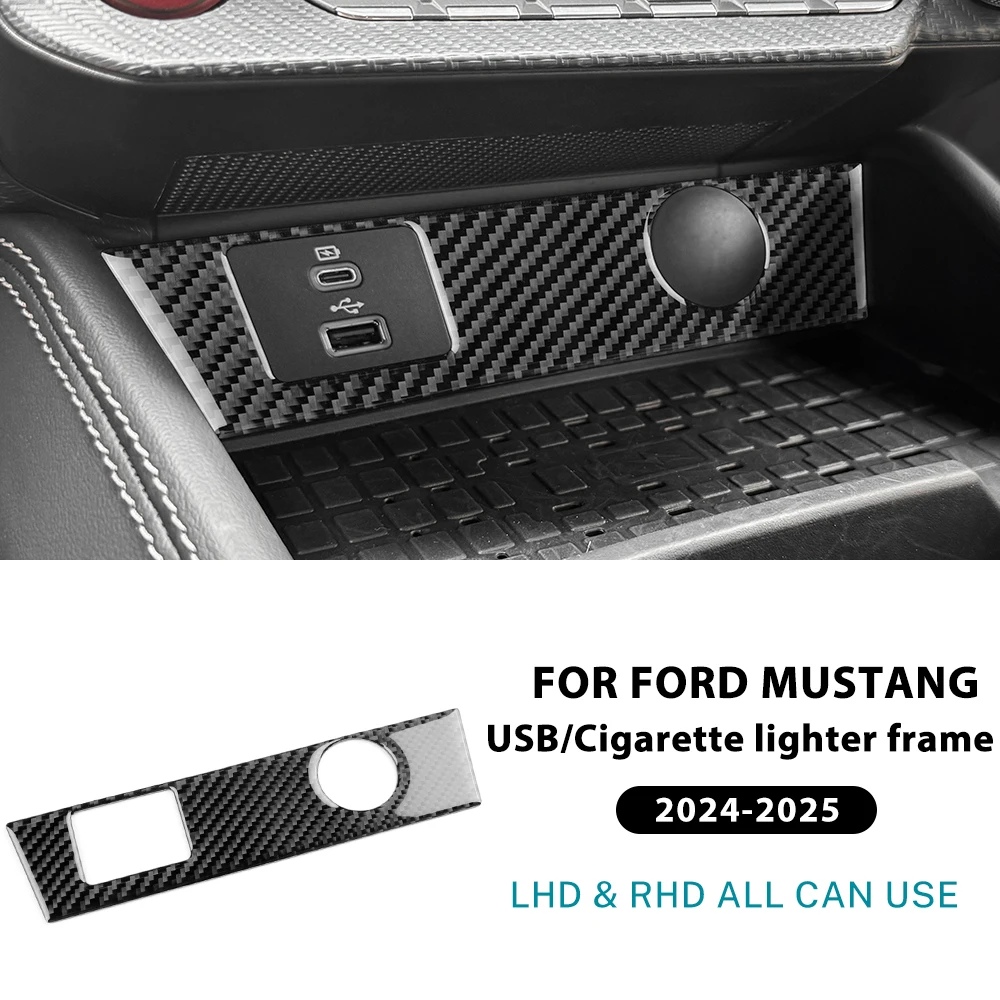 

Настоящая мягкая наклейка из углеродного волокна для Ford Mustang GT Dark Horse EcoBoost 2024 2025 2026 LHD RHD Автомобильная USB-панель прикуривателя
