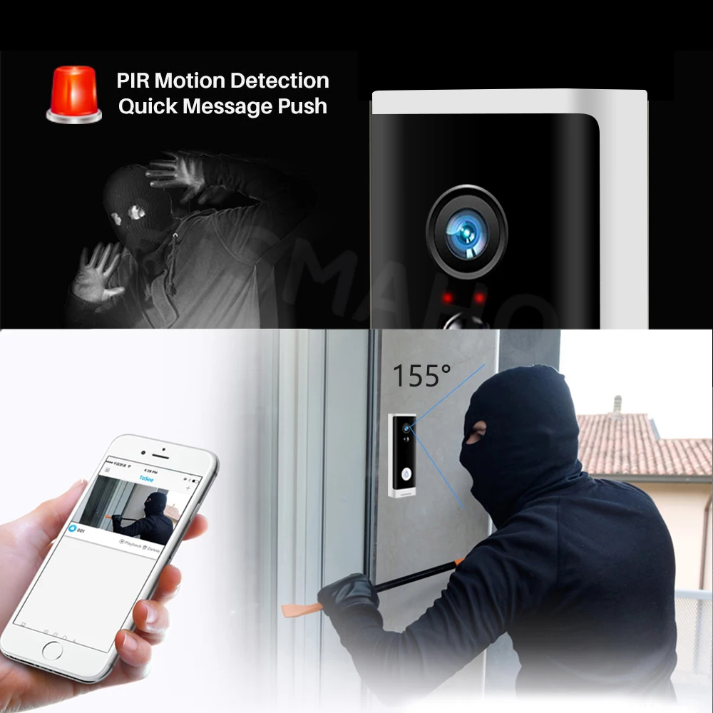 Pаспродажа Беспроводной дверной звонок 1080P с поддержкой Wi-Fi