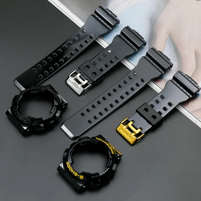 

Soft Silicone Strap+Case For Casio G-Shock GA-110 GA100 GA120 GA150 GA200 GA200 GA300 GD-120/100/110 Black Watchband With Cover