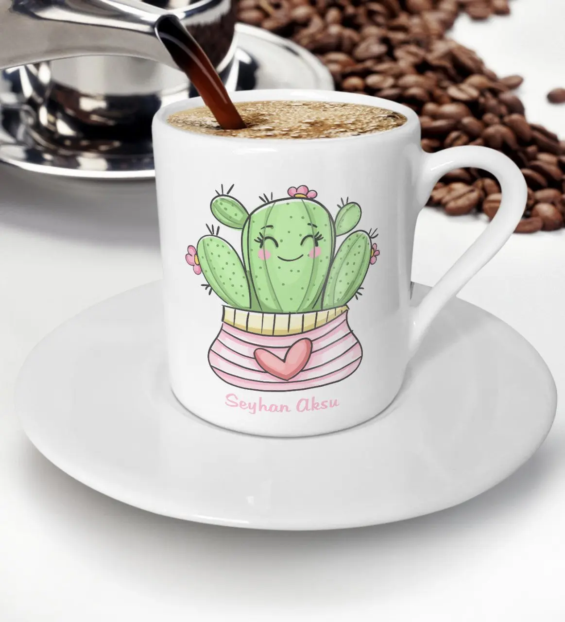 

Персонализированный турецкий кофейный дизайн с изображением кактуса