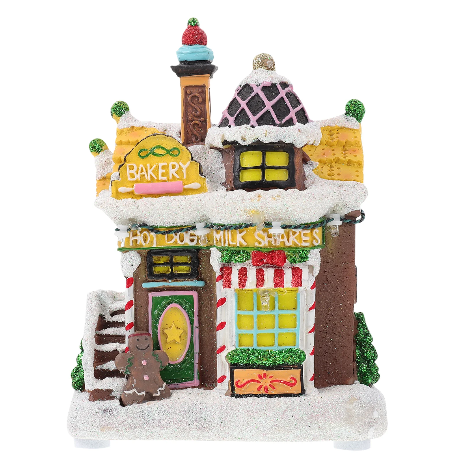 

Christmas LED Light Snow House Resin Luminous Village House Landscape Scene Xmas New Year Desktop Decoration