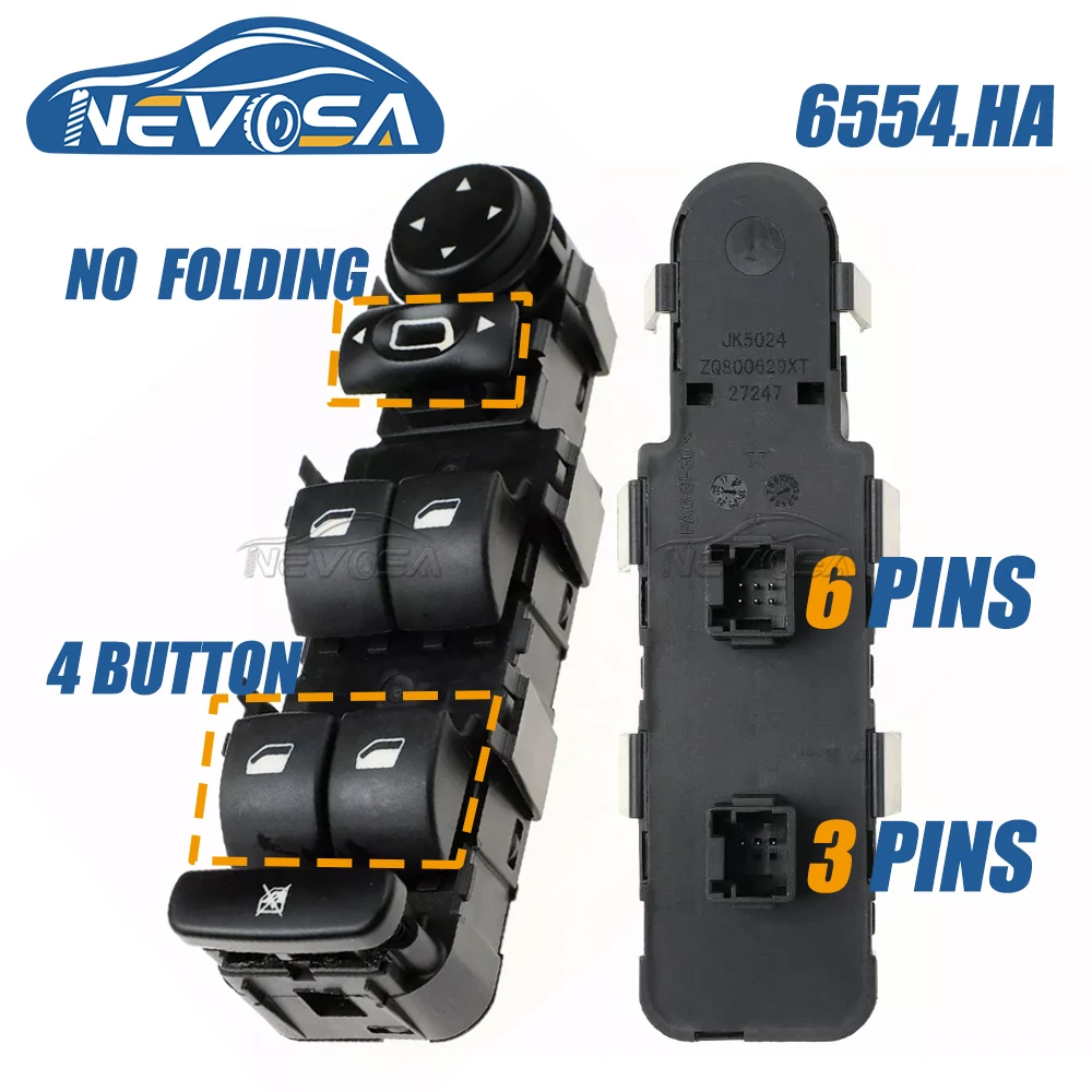 

NEVOSA 6554.HA 6554.HE главная кнопка зеркала, переключатель стеклоподъемника для Citroen C4 2004 2005 2006 2007 2008 2009 2010 6554HA 6554HE