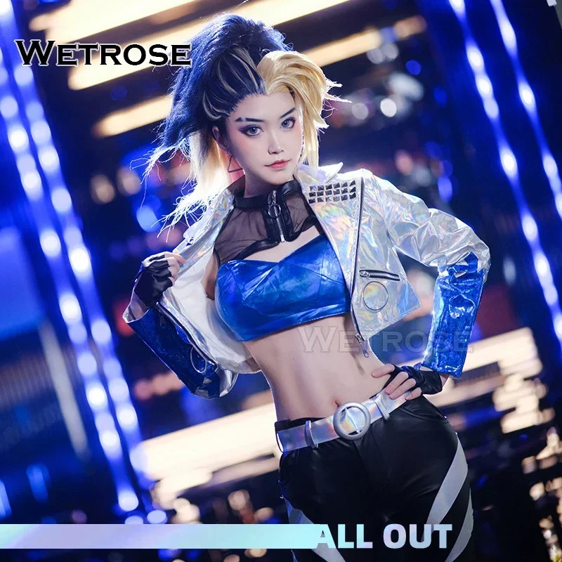 【Wetrose】 Kda Akali Косплей Костюм 2020 S10 World Champion K/DA All Out Pop Star Хип-хоп Комплект Парик