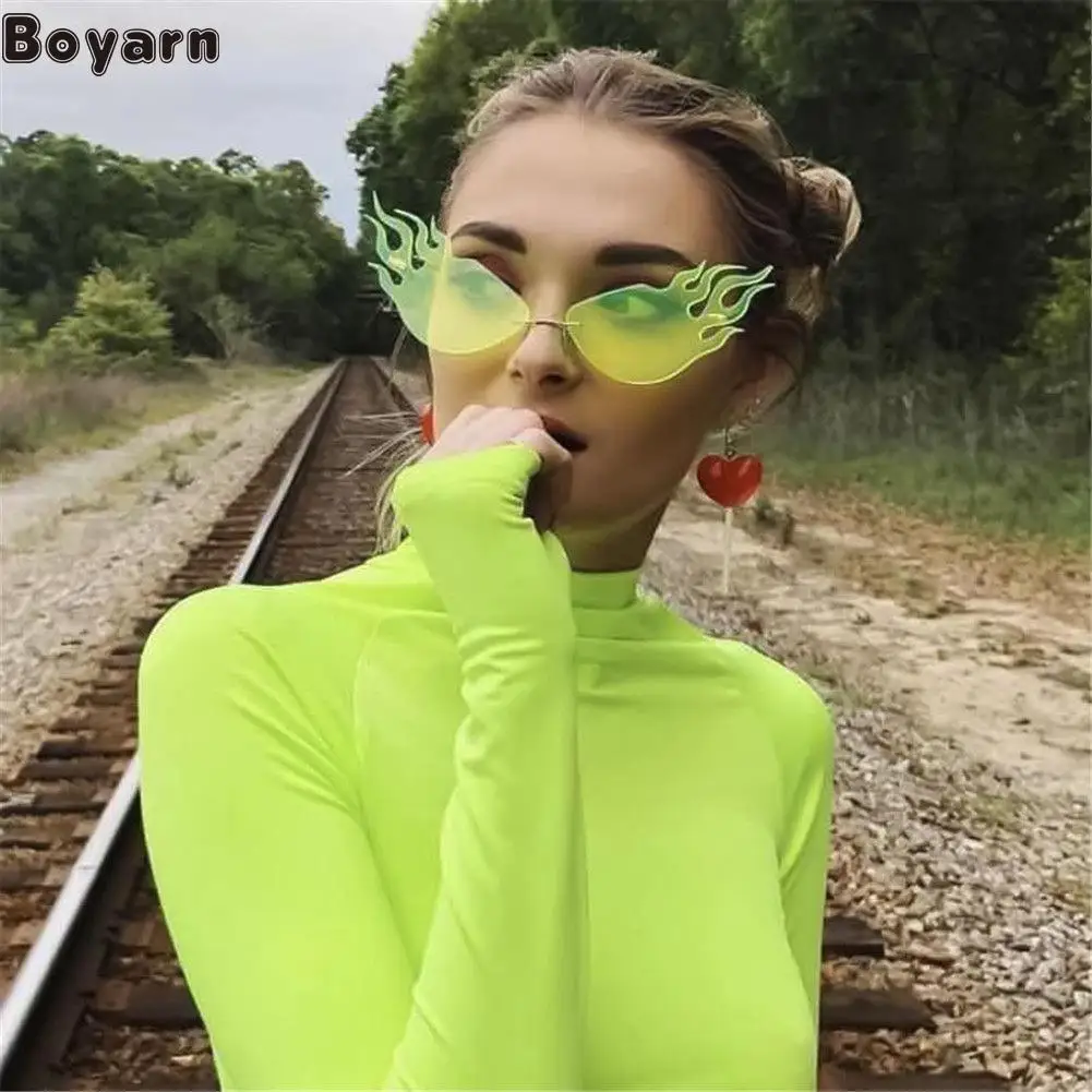 

New Sunglasses Women's Flame Exaggerated Modeling Fashion Cool Sunglasses Women's Fashion Eyewear Dance Funny Little Fish G