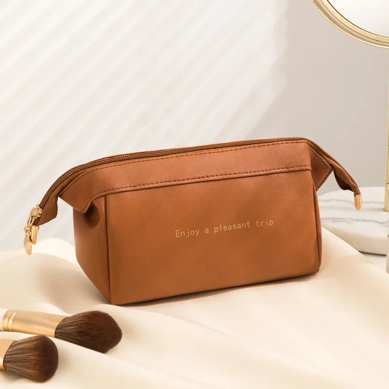 

Multipurpose Cosmetic Bags Women Pu Leather Make Up Pouch Portable Washbag Travel Toiletries Organizer Outdoor Storage Hangbag