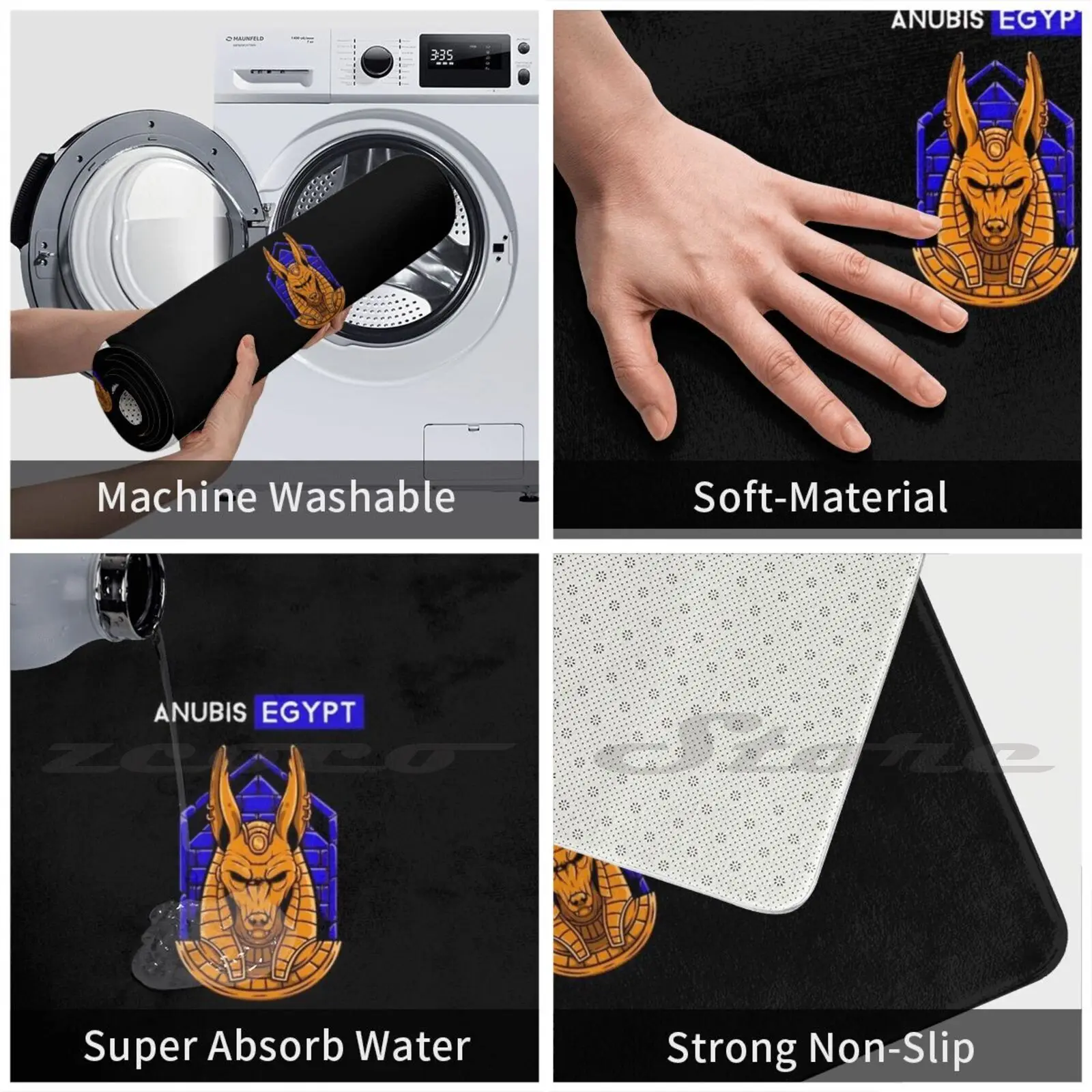 Anubis T Shirt Carpet Water Absorb Non-Slip Door Mat Egypt Ancient History God Pharoas Pyramids Cairo |