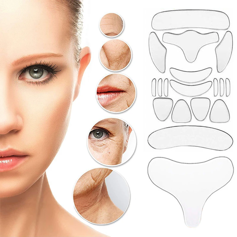 

18Pcs Women Reusable Silicone Wrinkle Removal Sticker Face Eye Forehead Neck Pad Anti Wrinkle Aging Skin Lifting Care Patch