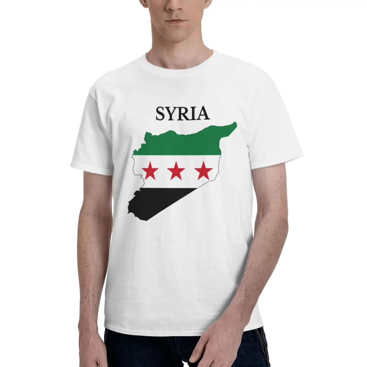 Мужская футболка с картой Сирии и сирийским флагом винтажная хлопковая большого