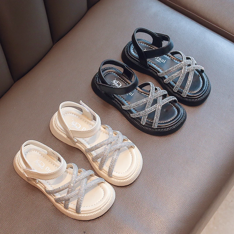 Сандалии Детские универсальные со стразами Модные Босоножки с открытым носком