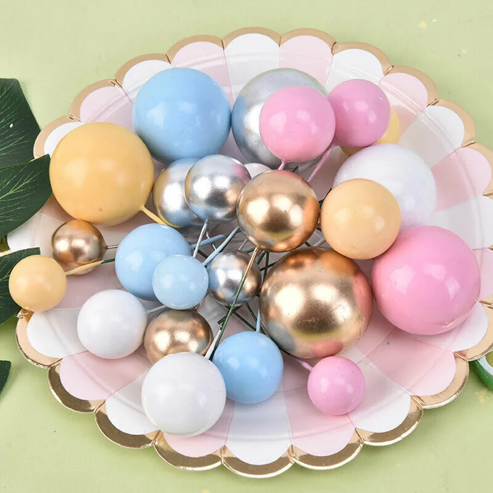 

20Pcs Christmas Ball Cake Topper Happy Birthday Party Baby Shower Birthday DIY Cupcake Wedding Christmas Tree Decor Supplies