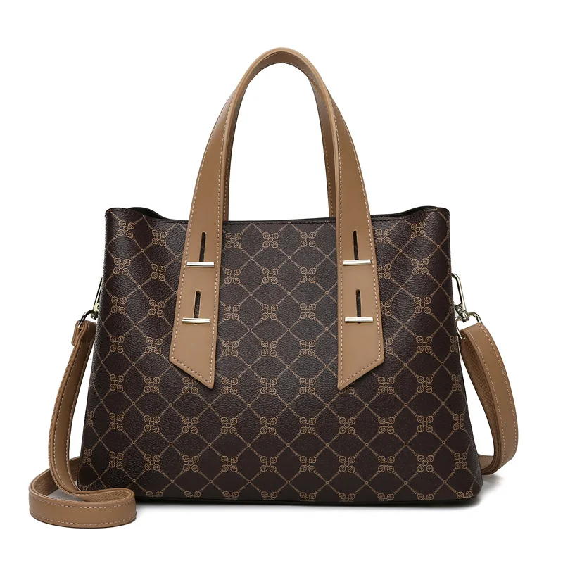 Designer Luxury Bag Printed Women's Handbag Vintage Temperament Commuter Shoulder Bag Women Shopping Middle Aged Handbags