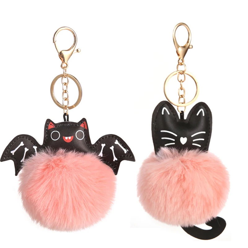 Брелок-подвеска из искусственной кожи с кроличьим мехом плюшевый подвеска