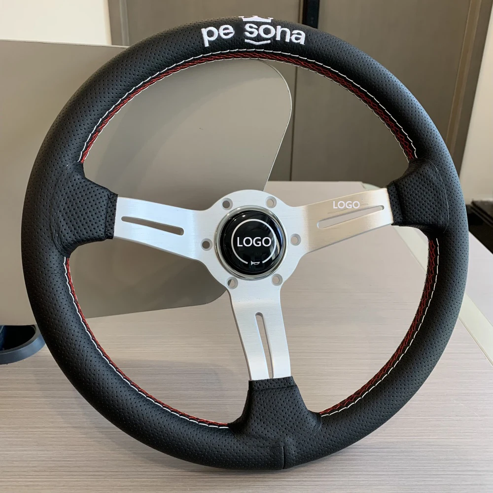 Tiypeor 330 мм вышивка черновой кожи из микрофибры глубокая тарелка персональный руль