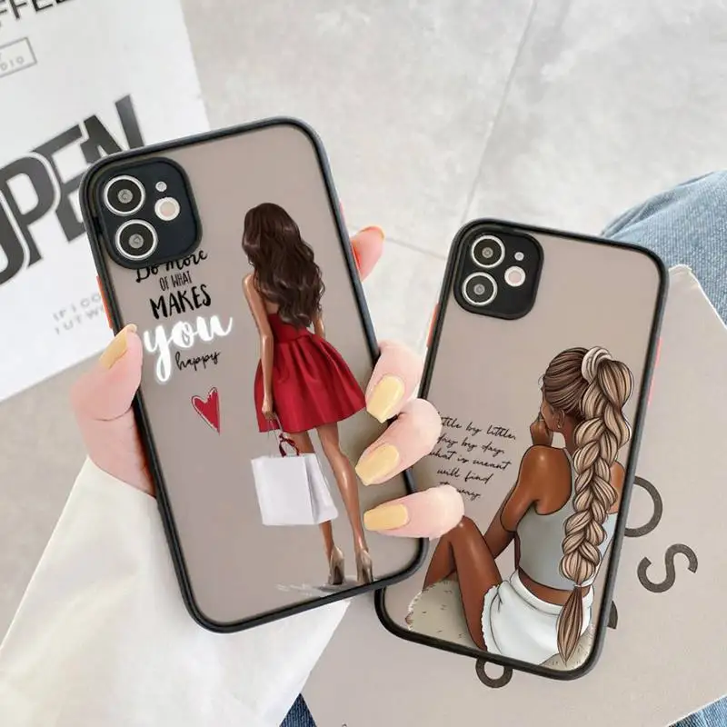 

fashion girl woman Phone Case matte transparent For iphone 14 11 12 13 plus mini x xs xr pro max cover